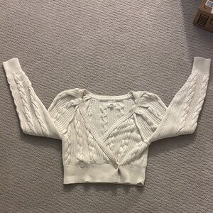 Aerie Cream Cable Knit Cardigan